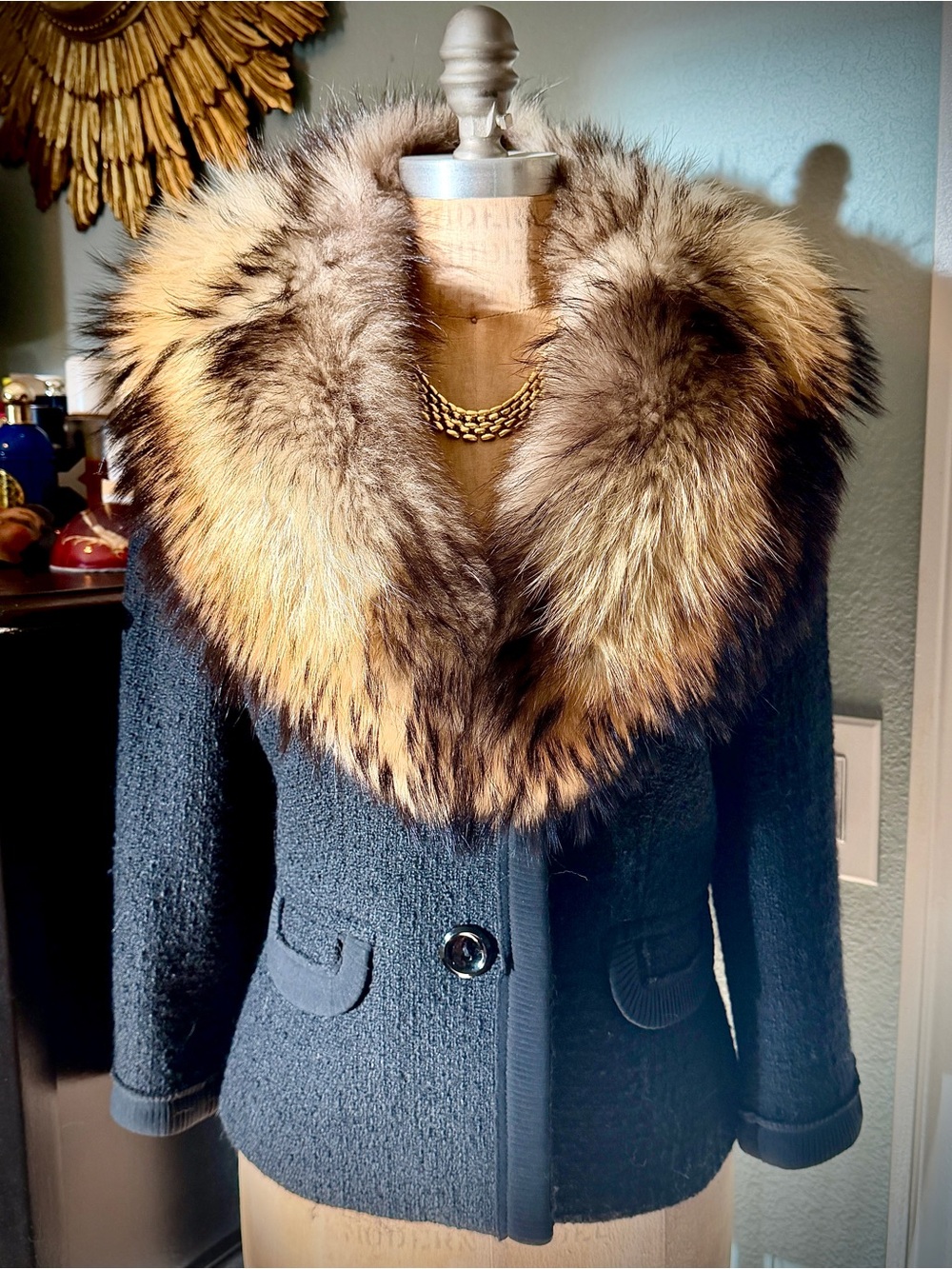 Genuine Luxury Vintage Raccoon Fur Collar, Vintage